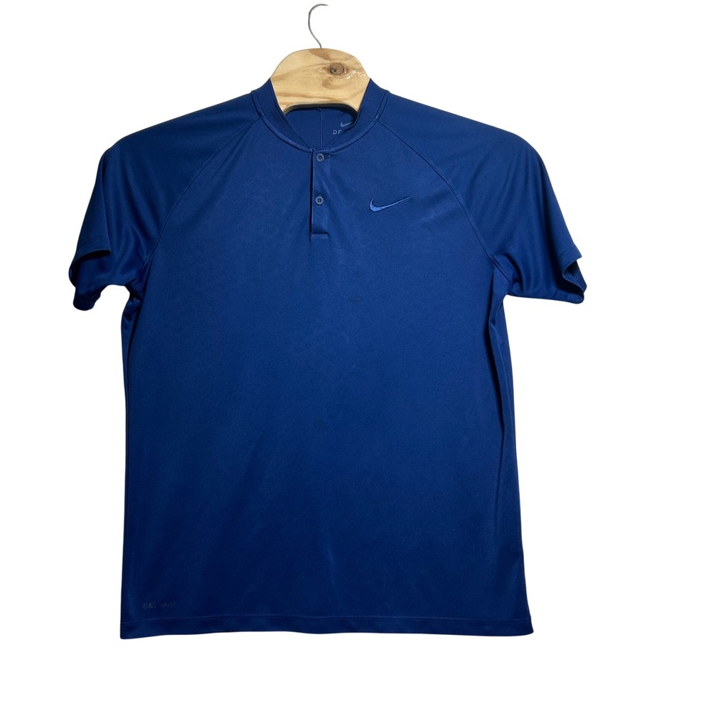 Nike Dri-FIT Blade Collar Golf Polo Shirt Blue Mens Large - Picture 1 of 9